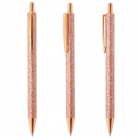 Bolígrafo de Metal con Acabado Glitter Encapsulado: Colores Plata y Oro Rosado