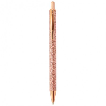 Bolígrafo de Metal con Acabado Glitter Encapsulado: Colores Plata y Oro Rosado
