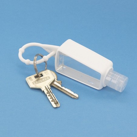 Bote de gel hidroalcohólico con funda de silicona rellenable