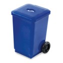 Sacapuntas con depósito estilo contenedor azul