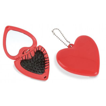 Cepillo de Bolsillo con Espejo en Forma de Corazón Práctico y Elegante