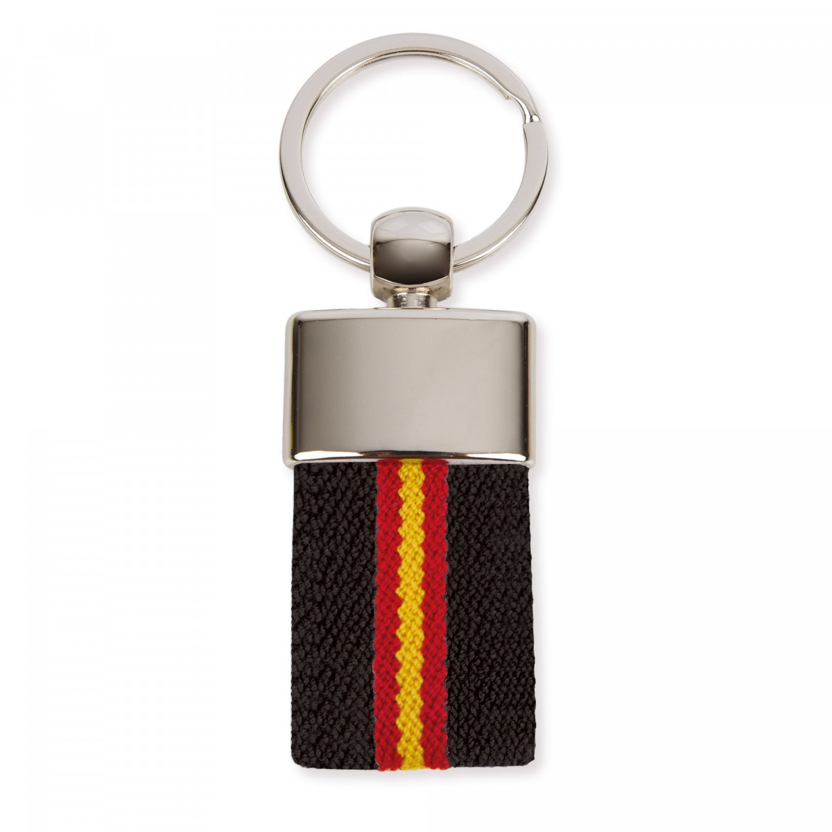 Llavero bandera España elegante con cinta textil y estuche