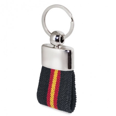 Llavero bandera España elegante con cinta textil y estuche