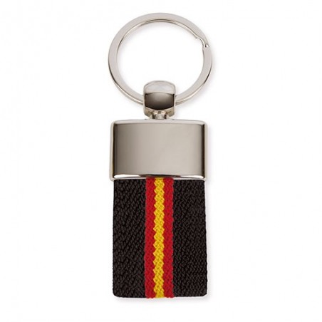 Llavero bandera España elegante con cinta textil y estuche