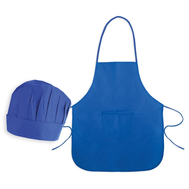 Set Delantal Y Gorro Infantil En Color Azul Set Delantal Y Gorro Infantil En Color Azul