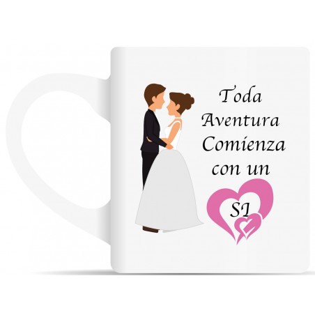 Taza para boda con frase