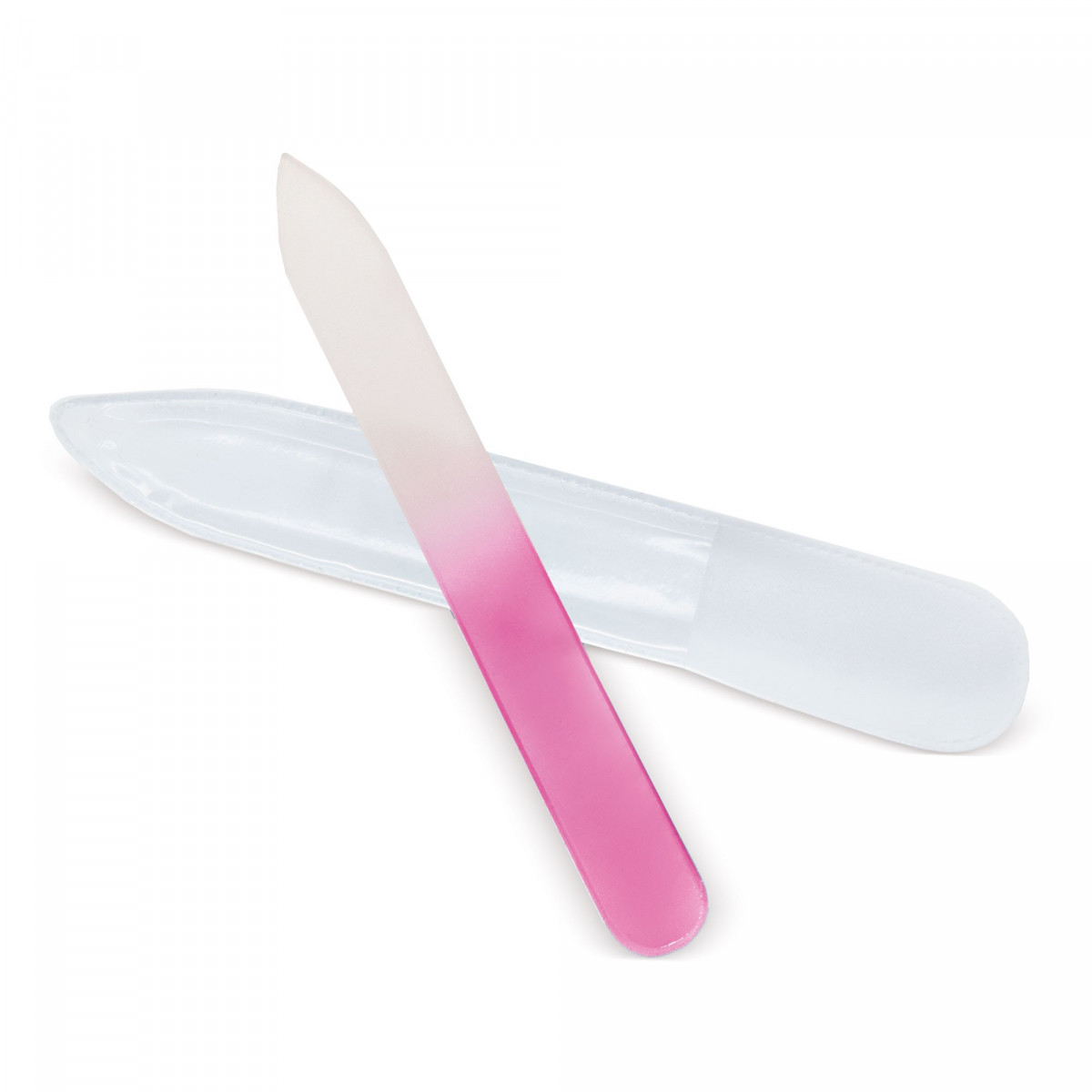 Lima de uñas rosa de cristal con estuche: sencilla bonita y práctica