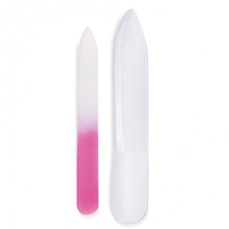 Lima de uñas rosa de cristal con estuche: sencilla bonita y práctica