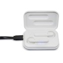 Auricular bluetooth blanco presentado en caja