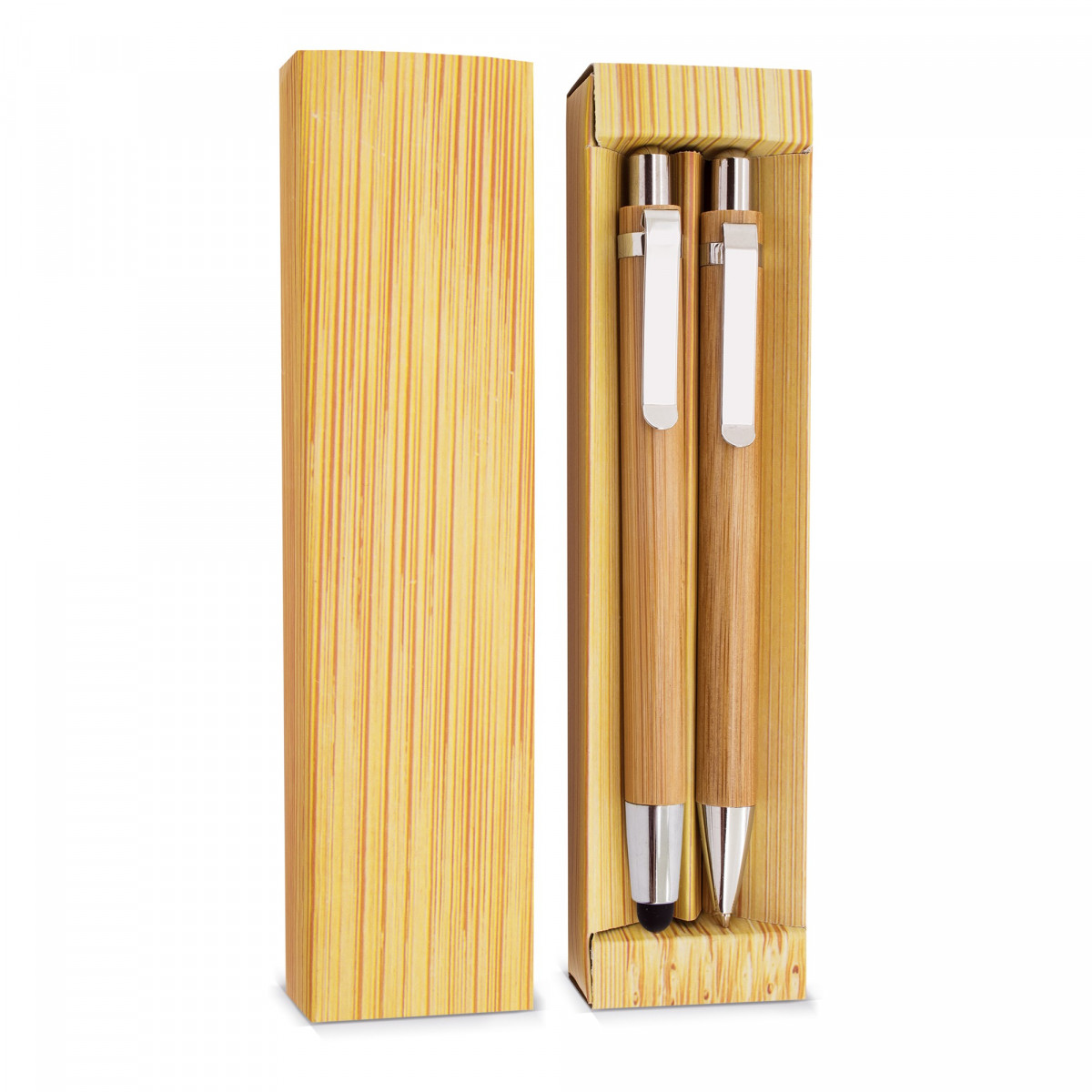Set boligrafo y portaminas bambu elastico