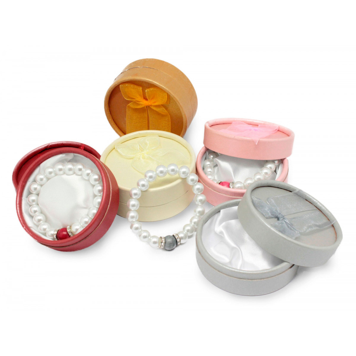 Pulseras de Perlas con Piedra en Estuche: Pack de 10 Unidades