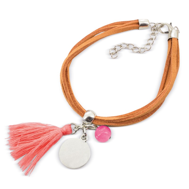 Pulsera con flecos rosa