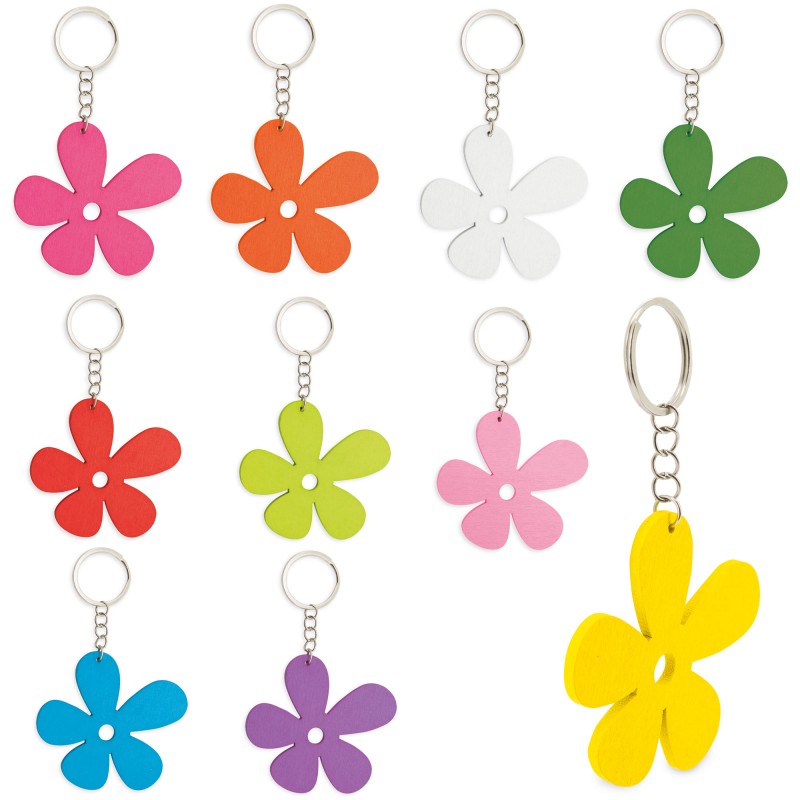 Llavero De Madera Happy Flower 1 Pack 10 Uds. Llavero De Madera Happy Flower 1 Pack 10 Uds.
