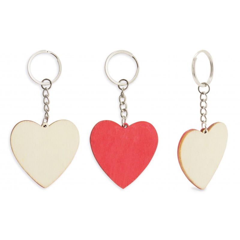 Llaveros Corazón Rojo de Madera Llaveros Corazón Rojo de Madera