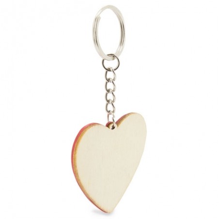 Llaveros corazón rojo de madera