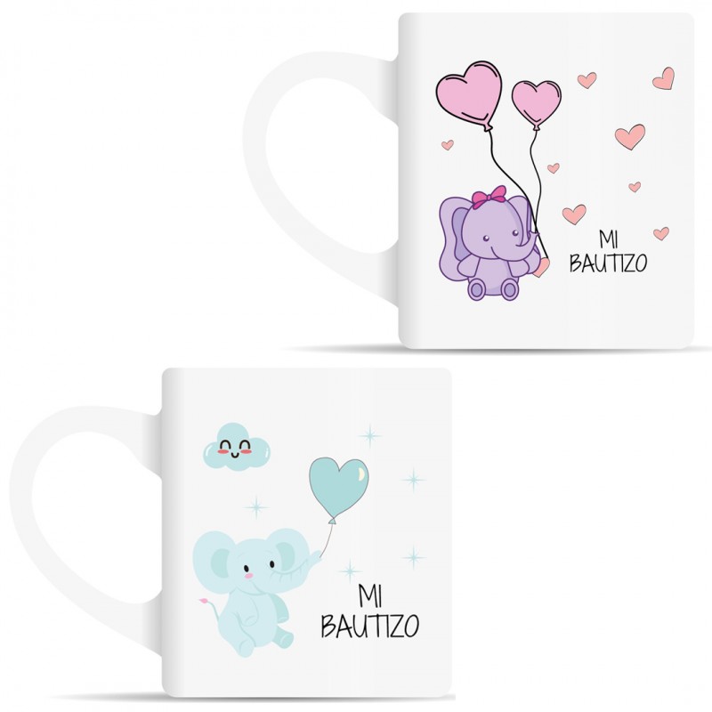 Tazas Para Regalar En Bautizo Rosa y Celeste Tazas Para Regalar En Bautizo Rosa y Celeste