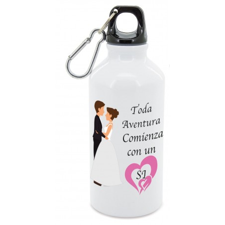 Botella de aluminio con frase para bodas