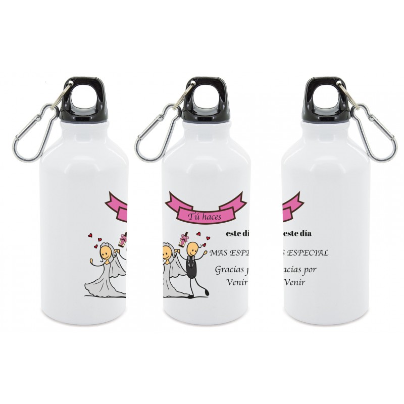 Botella de aluminio de agua para regalar en bodas