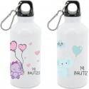 Botella De Aluminio Blanca Para Bautizo Niño Y Niña