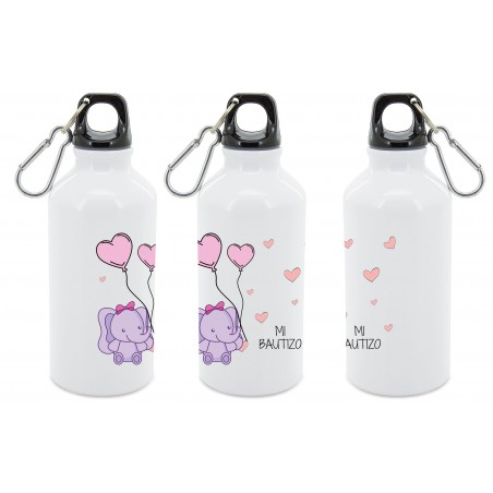 Botella de aluminio blanca para bautizo niño y niña