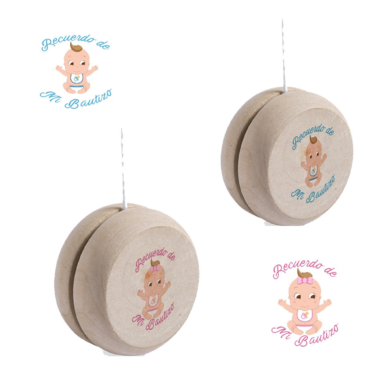 Yoyo de madera para regalar en bautizo