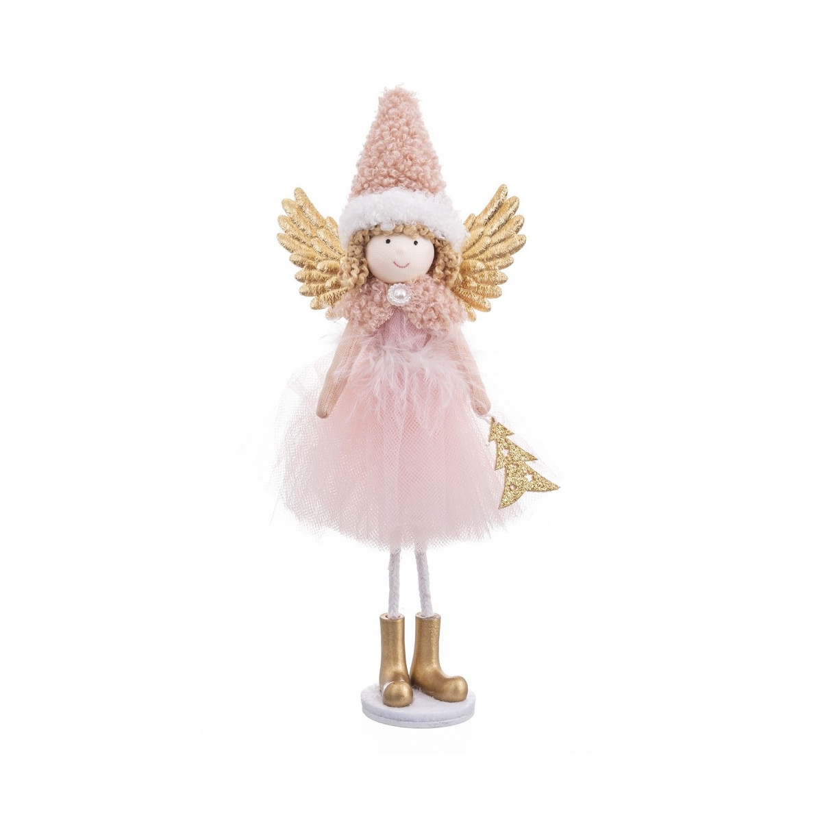 Colgante ángel tejido rosa 3 x 3 x 22 cm
