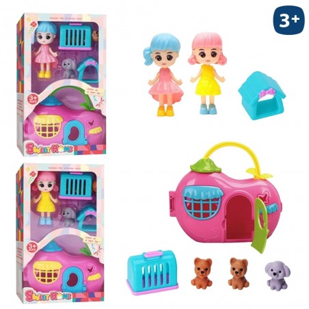 S 2 Figura Niña Con Casa Y Mascotas 2 C