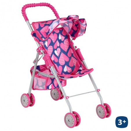 Silla Muñeca Con Toldo Corazones 46 X 26 X 55 Cm