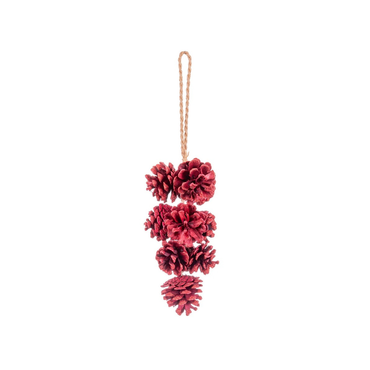Colgante 10 piñas rojo 35 cm