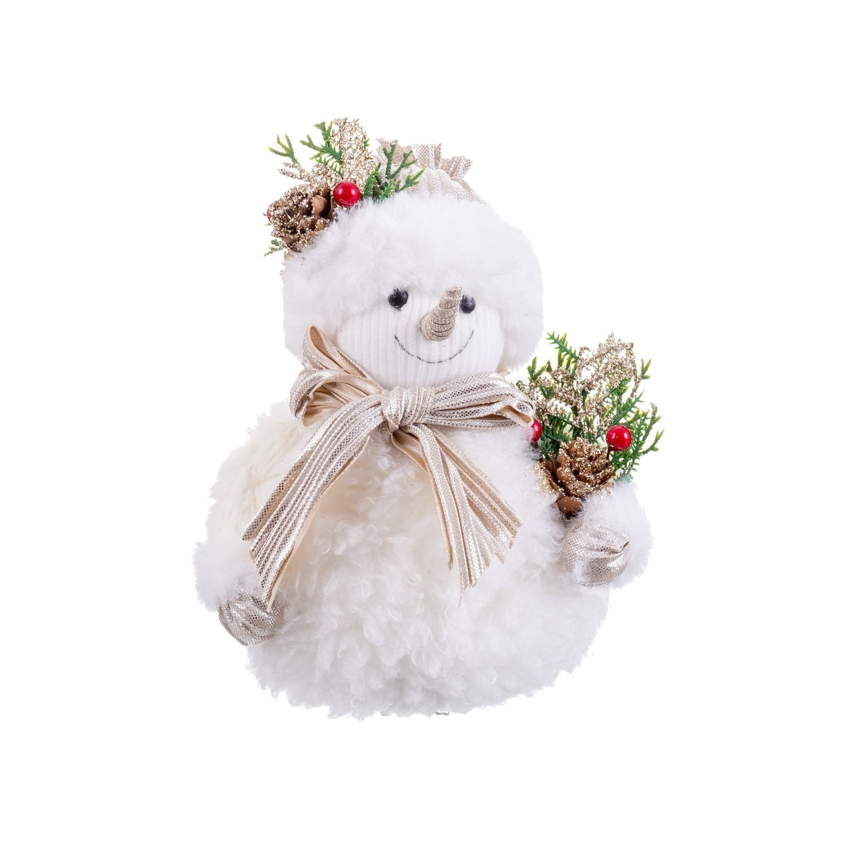 Muñeco nieve con acebo 15 x 11 x 18 cm