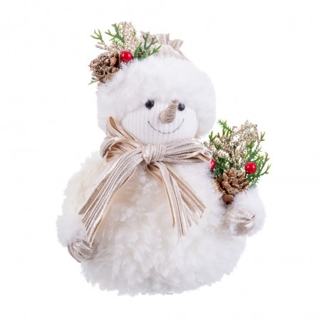 Muñeco Nieve Con Acebo 15 X 11 X 18 Cm