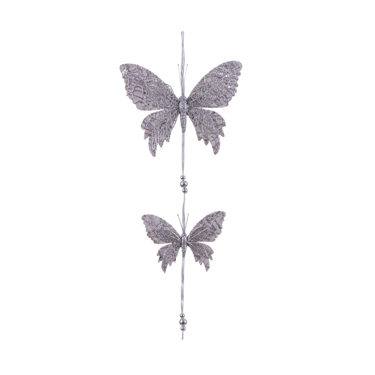 Colgante 2 mariposas plata 50 x 18 cm
