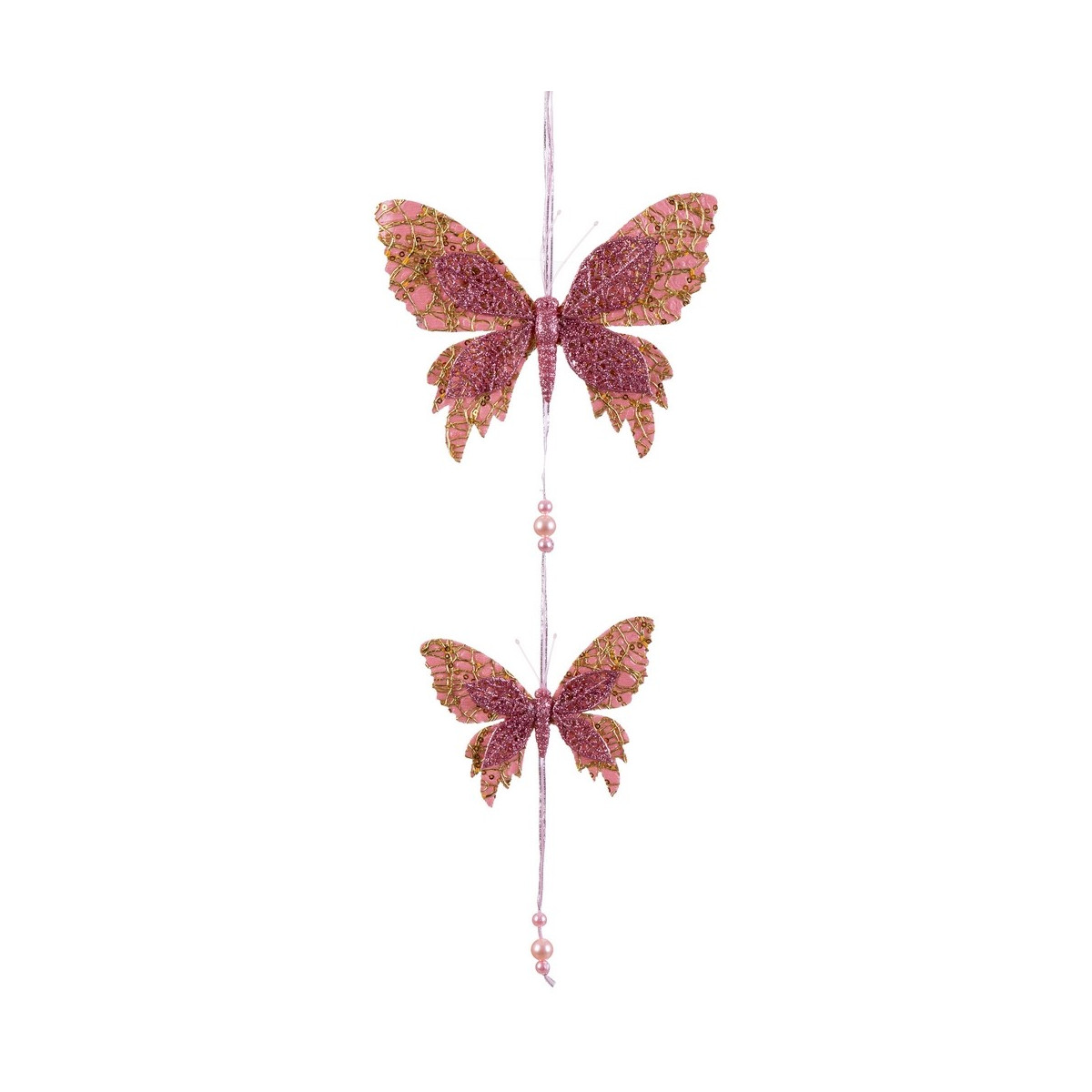 Colgante 2 mariposas rosa 50 x 18 cm