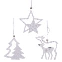Colgante madera blanco plata 3 m 24 x 12 cm