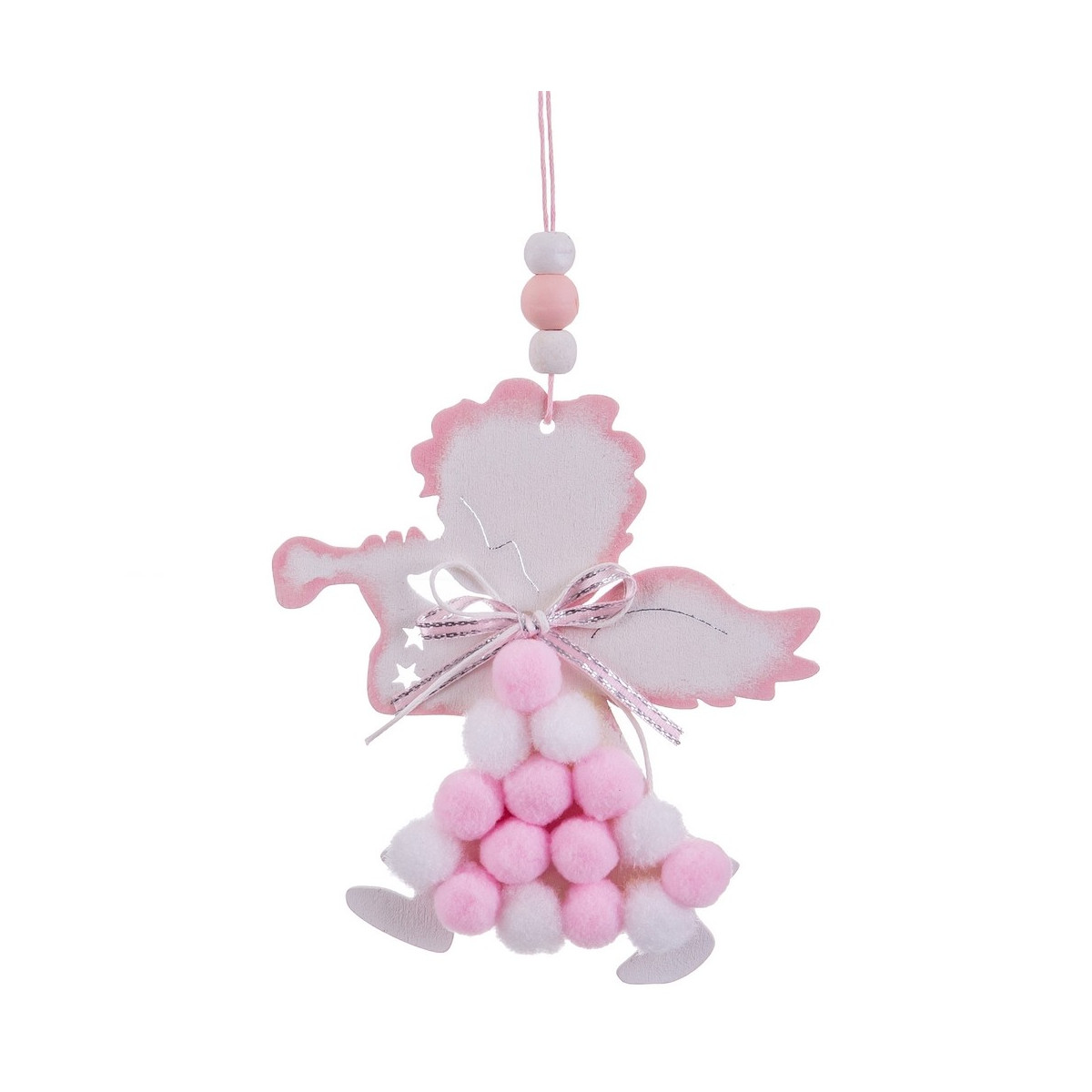 Colgante ángel madera rosa 23 x 9 cm