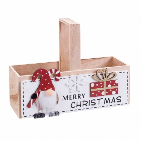 Caja Papa Noel Madera 18 X 14 X 6 Cm