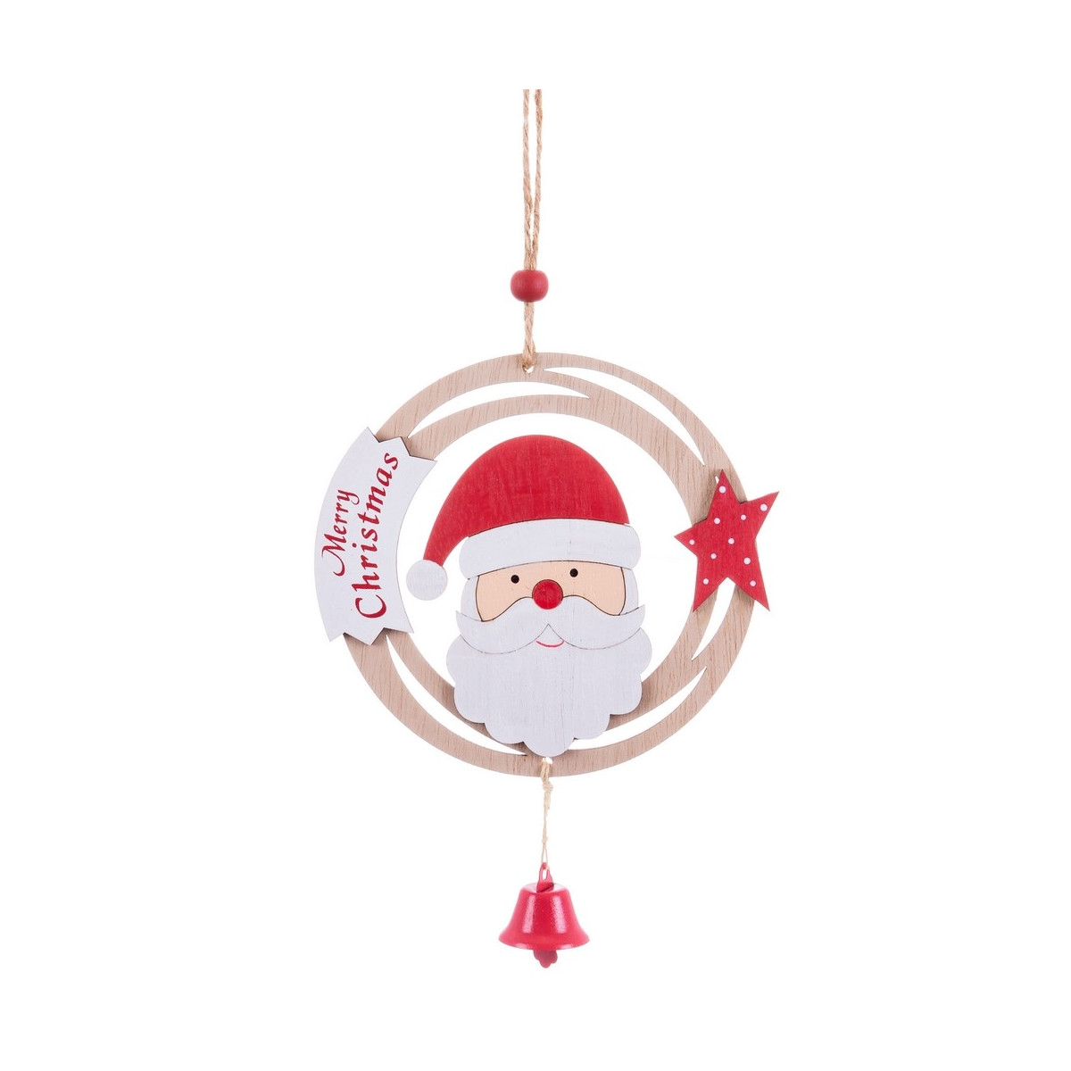 Colgante círculo papa noel madera 26 x 12 x 0 50 cm