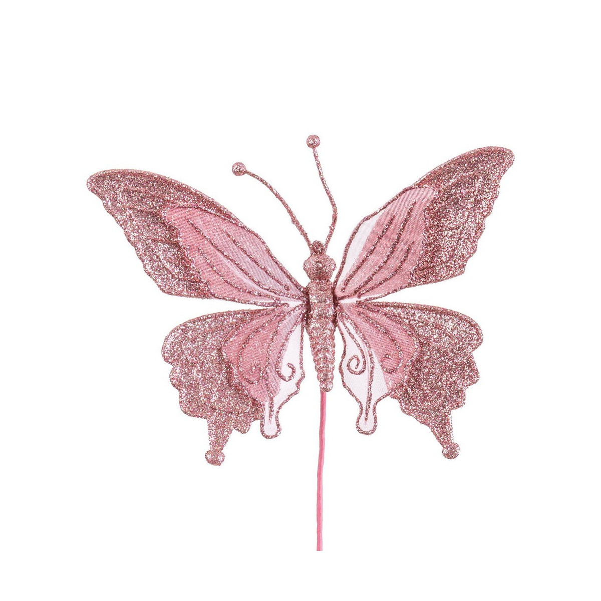 Pick mariposa tejido rosa 10 cm