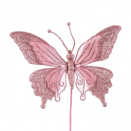 Pick Mariposa Tejido Rosa 10 Cm