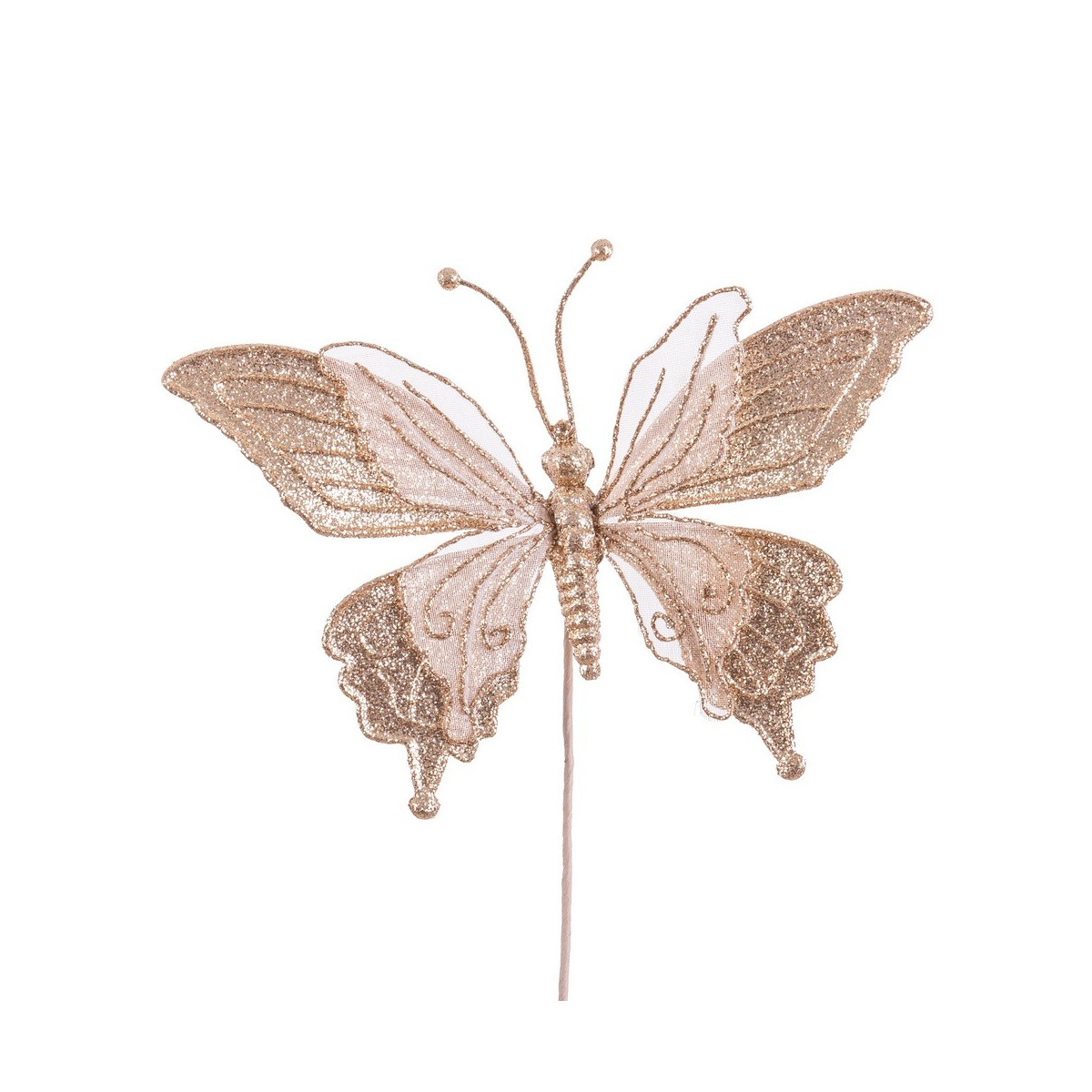 Pick mariposa tejido oro 10 cm
