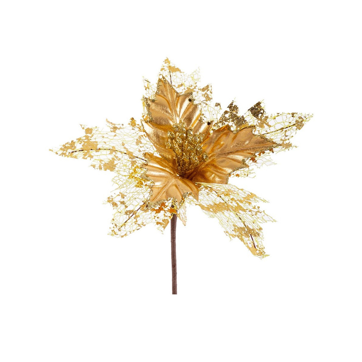 Poinsettia tejido oro 23 x 27 cm