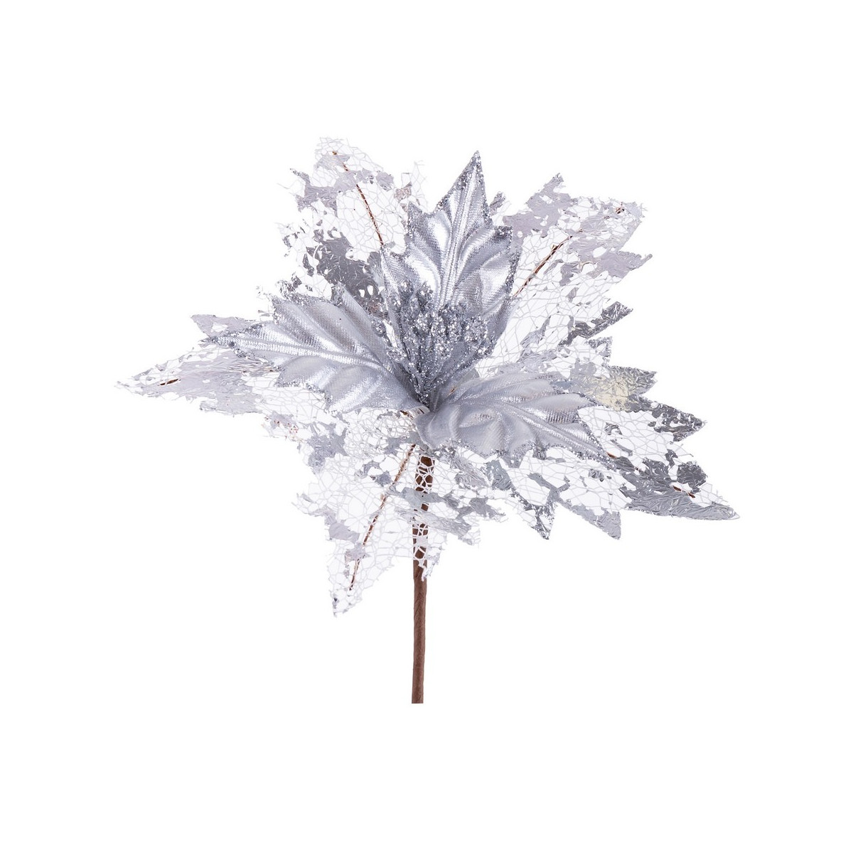 Poinsettia tejido plata 23 x 27 cm