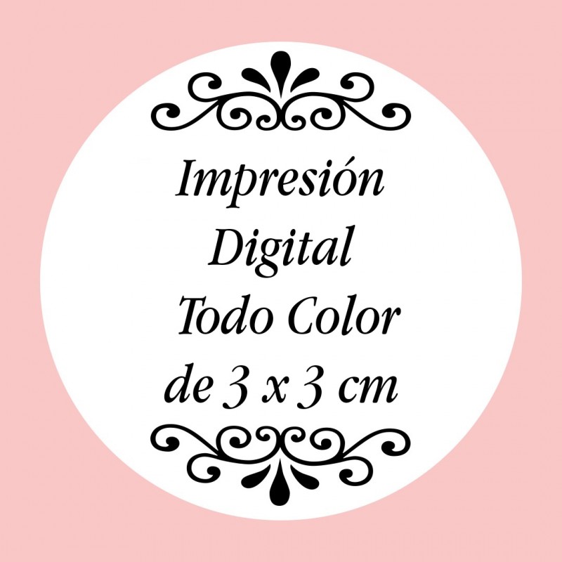 Personalización con Impresión Digital con Texto, Foto o Logo a Todo Color de 3 x 3 cm