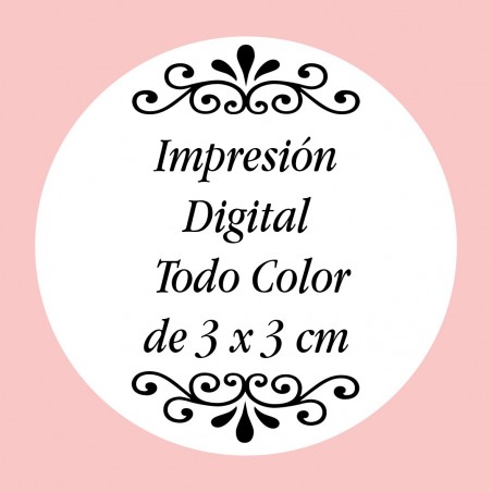 Personalización con Impresión Digital con Texto, Foto o Logo a Todo Color de 3 x 3 cm
