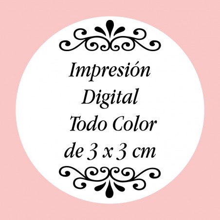 Personalización con impresión digital con texto foto o logo a todo color de 3 x 3 cm