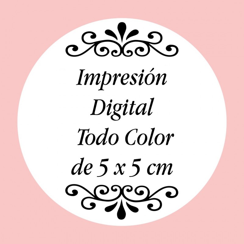 Personalización con impresión digital con texto foto o logo a todo color de 5 x 5 cm