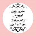 Personalización con Impresión Digital con Texto, Foto o Logo a Todo Color de 7 x 7 cm