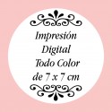 Personalización con impresión digital con texto foto o logo a todo color de 7 x 7 cm