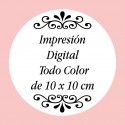 Personalización con impresión digital con texto foto o logo a todo color de 10 x 10 cm