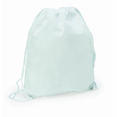 Mochila blanca con logo o foto impreso a todo color y texto personalizada